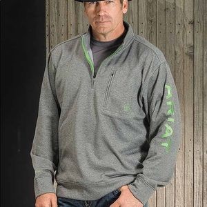 Ariat men’s team pullover heather and lime green